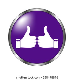 Thumbs up - vector icon; violet button