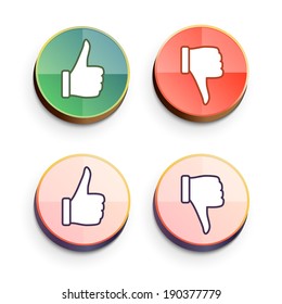 Thumbs up vector like and dislike symbol shiny buttons