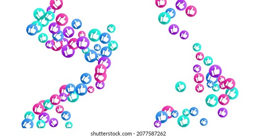 Thumbs up vector like social media sign symbols. Recommendation icons, good choice labels. Vote or advice web buttons with man hand. Social media like icons. Recommended icons scatter. Like symbols