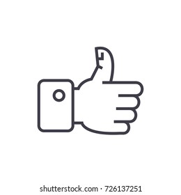 thumbs up vector line icon, sign, illustration on background, editable strokes