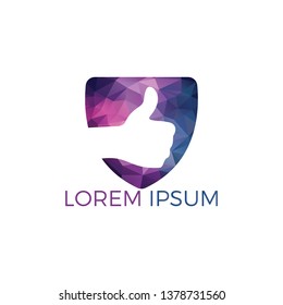Thumbs up vector logo design. Like sign icon. Hand finger up symbol.
