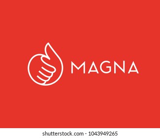 Thumbs up vector logotype. Linear like logo design.