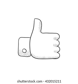 Thumbs up vector sketch icon isolated on background. Hand drawn Thumbs up icon. Thumbs up sketch icon for infographic, website or app.