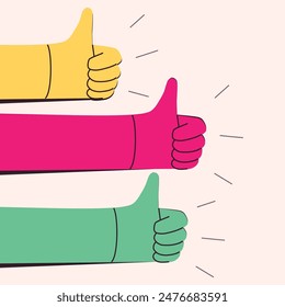 Thumbs up vibrant color illustration symbolizing like