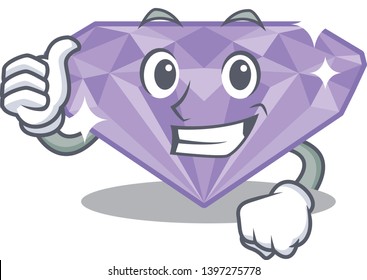 Thumbs up violet diamond isolated with the character