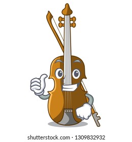 Thumbs up violin in the shape cartoon wood