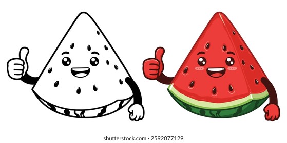 Thumbs up  Watermelon vector Clipart Illustration with a white background 