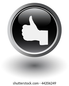 thumbs up web black button on white