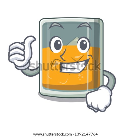 Thumbs up whiskey islated with in the character