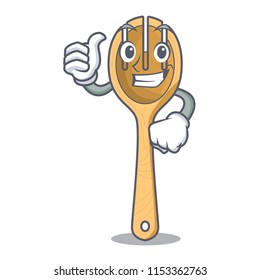 Thumbs up wooden fork character cartoon