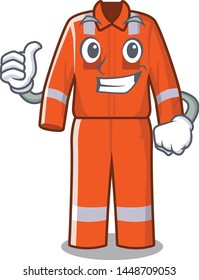 Thumbs up working overalls isolated in the mascot