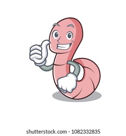 Thumbs up worm character cartoon style