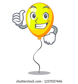 Thumbs up yellow balloon air in flying cartoon