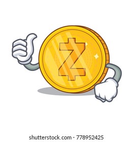 Thumbs up Zcash coin character cartoon