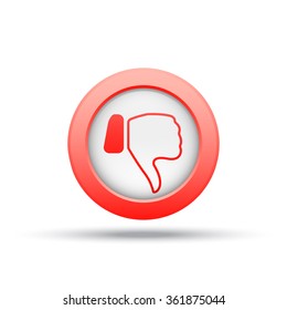 thumbs-down button icon vector illustration. Red color.