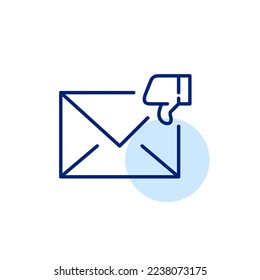 Thumbs-down negative feedback on e-mail. Pixel perfect, editable stroke line icon