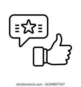 Thumbs-Up Approval and Star Rating Symbol for Positive Feedback and Endorsements
