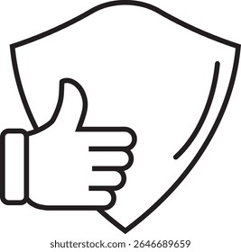 A thumbs-up gesture is overlaid on a shield outline