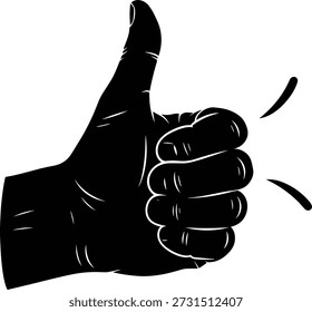 Ícone de gesto com a mão na poltrona para cima com linhas de movimento, simbolizando aprovação, encorajamento, acordo e feedback positivo