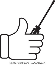 A thumbs-up holds a garden sprayer wand
