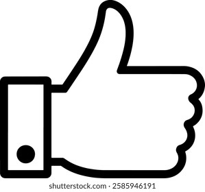 Thumbs-Up Icon – Approval, Like, Positive Feedback, Social Media Vector Illustration