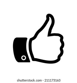 Thumbs-up icon. Hand finger up sign. Thumb up symbol. Flat design style. 