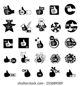 Thumbs-Up Icons Set - Isolated On White Background - Vector Illustration, Graphic Design, Editable For Your Design  