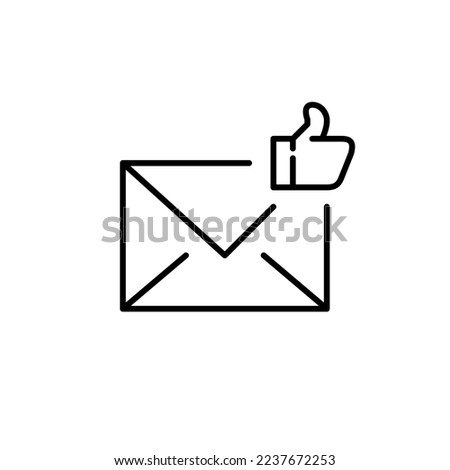 Thumbs-up positive feedback e-mail. Pixel perfect, editable stroke icon