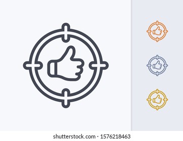 Thumbs-Up Within Target - Pastel Stroke Icons. A professional, pixel-aligned icon.