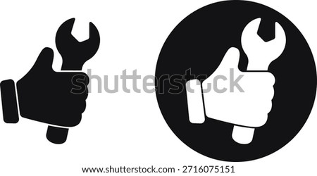 Thumbs-Up Wrench Repair Simple Icon Vector Illustration 