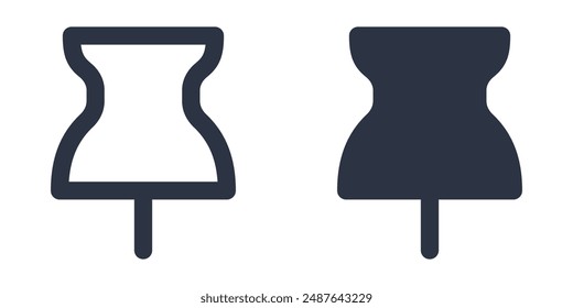 Thumbtack or drawing pin simple icons set designed in filled, outline, line and stroke style