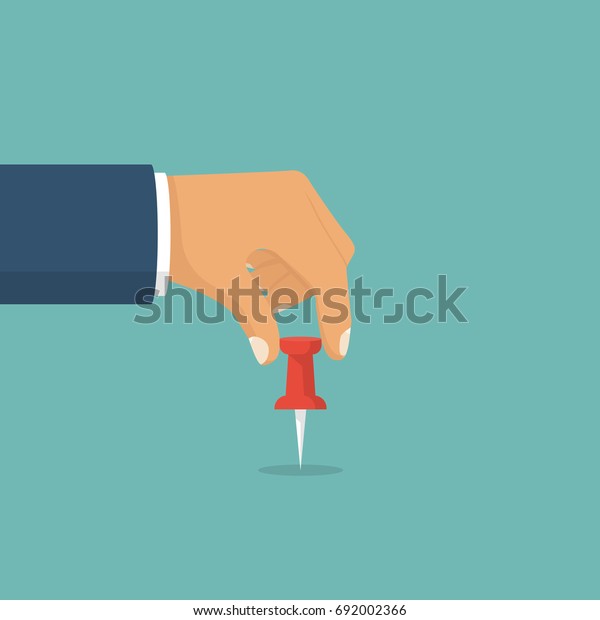 Thumbtack Hold Hand Human Paper Push Stock Vector (Royalty Free ...