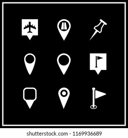 thumbtack icon. 9 thumbtack vector set. map pin, flag location, situation pin and flag point icons for web and design about thumbtack theme