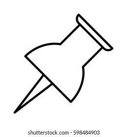 thumbtack icon black contour of vector illustration
