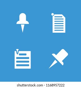 Thumbtack icon. collection of 4 thumbtack filled icons such as paper pin. editable thumbtack icons for web and mobile.