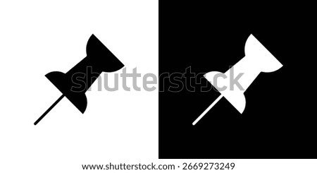 Thumbtack icon in flat black solid vector set