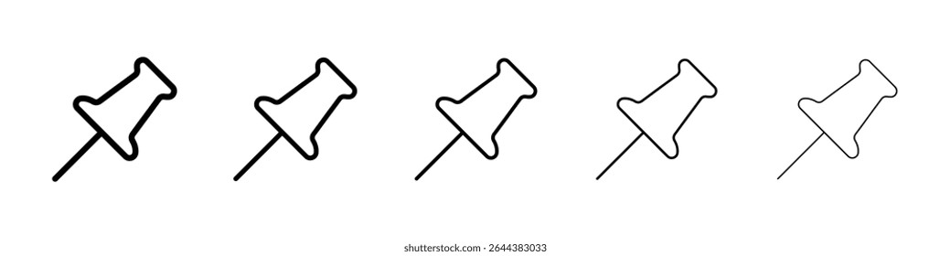 Thumbtack icon graphic set. trendy stroke line style