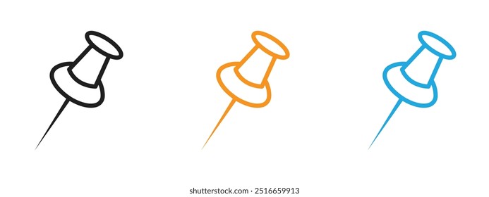 Thumbtack icon Thin line illustration set