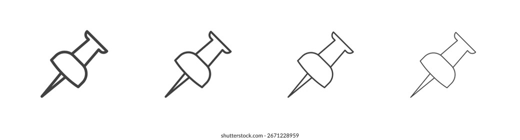 Thumbtack-Symbol. Dünnes Liniensymbol für Website-Design und -Entwicklung, App-Entwicklung.
