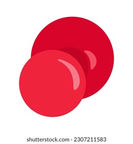 Thumbtack-Symbol. Die Büroausstattung wird durch Schlaglöcher ersetzt. Pinknopf mit flachem Kopf zum Anbringen von Papieren, Memos und Notizen an Vorständen in Büros, Schulen oder Häusern. Einzige Vektorgrafik auf Weiß.