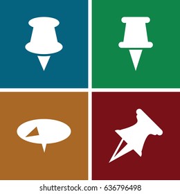 Thumbtack icons set. set of 4 thumbtack filled icons such as