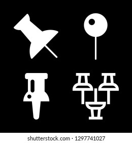 thumbtack icons set with pin tool, push pin and pin vector set