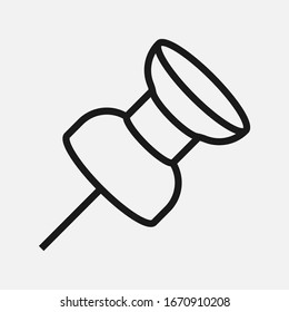 Thumbtack line black and white vector icon.