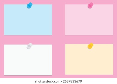 Thumbtack and memo illustration set