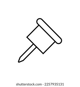 Thumbtack for Office Isolated Line Icon. Editable stroke. Vector sign for adverts, stores, shops, articles, UI, apps, sites. Minimalistic sign drawn with black line