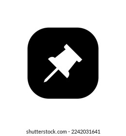 Thumbtack, pushpin icon vector isolated on square background