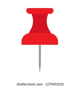 Thumbtack red symbol flat equipment agenda organizer. Vector push pin paper