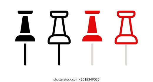 Conjunto de ícones de tachinhas. ilustração plana de ícone de vetor em fundo branco