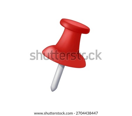 Thumbtacks On White Background Colored Thumbtack Office Photo. Pins for pinning paper notes. Red pin, map markers showcasing location, navigation and identification user. 3D render vector illustration