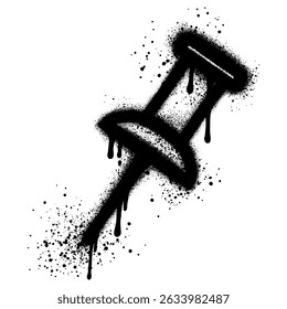 Thumbtacks. pin needles in urban graffiti style with black spray paint. vector illustration.
